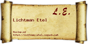 Lichtman Etel névjegykártya